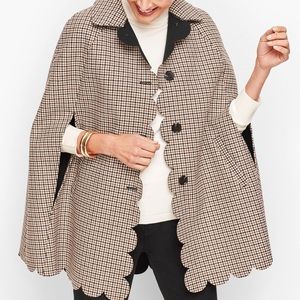 Talbots Scalloped Plaid Cape